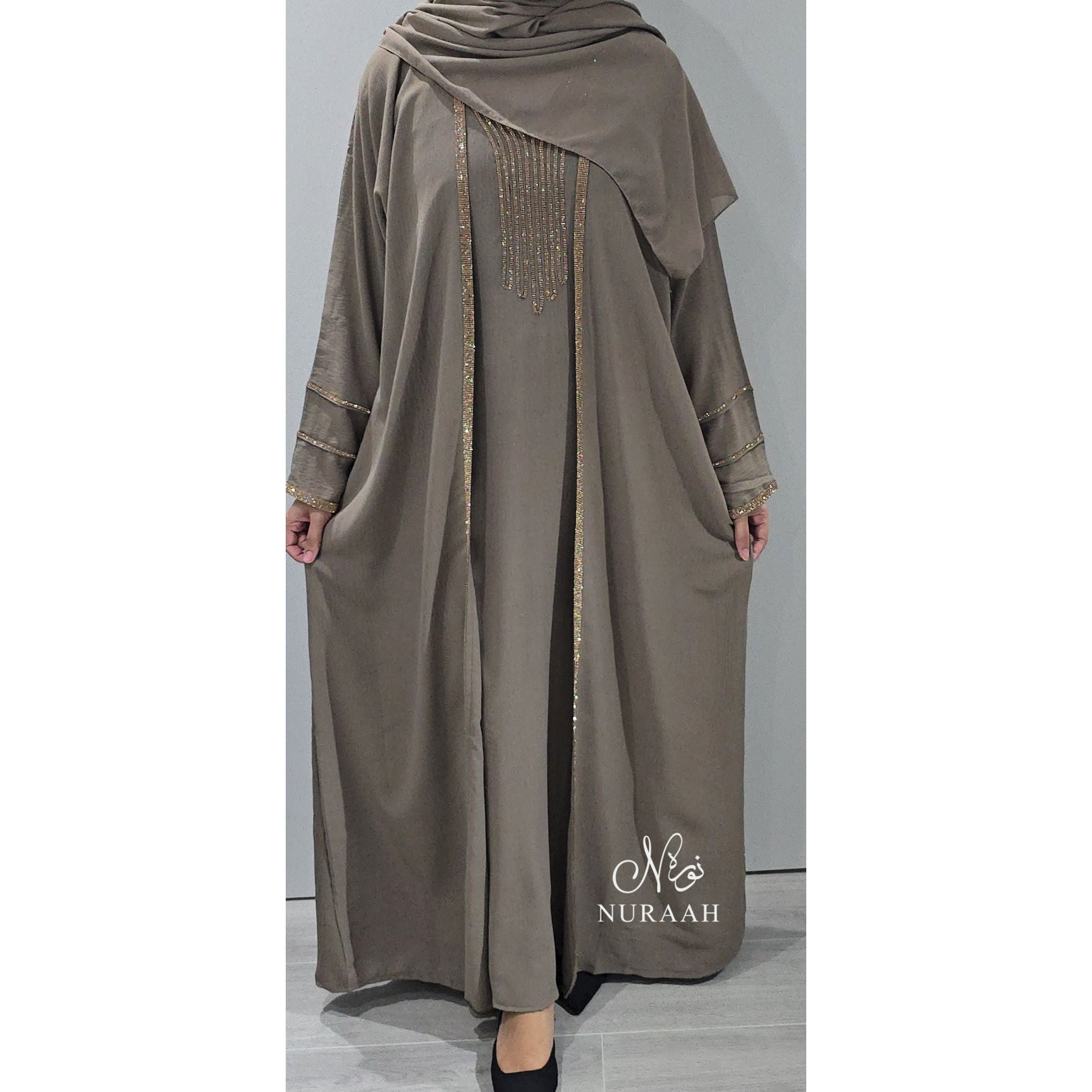 INARA EMBELLISHED ABAYA SET (with scarf and belt) 03
