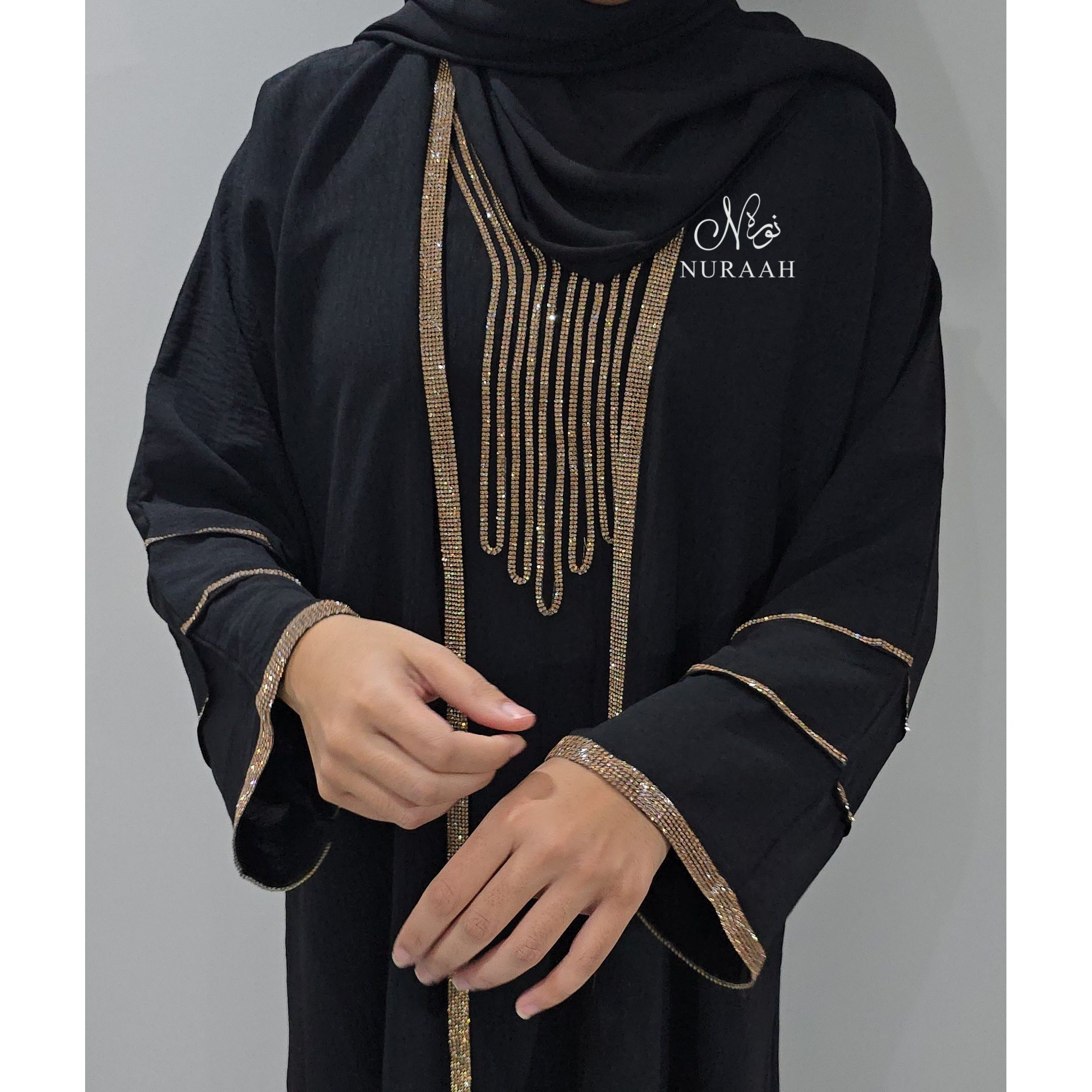 INARA EMBELLISHED ABAYA SET (with scarf and belt) 03