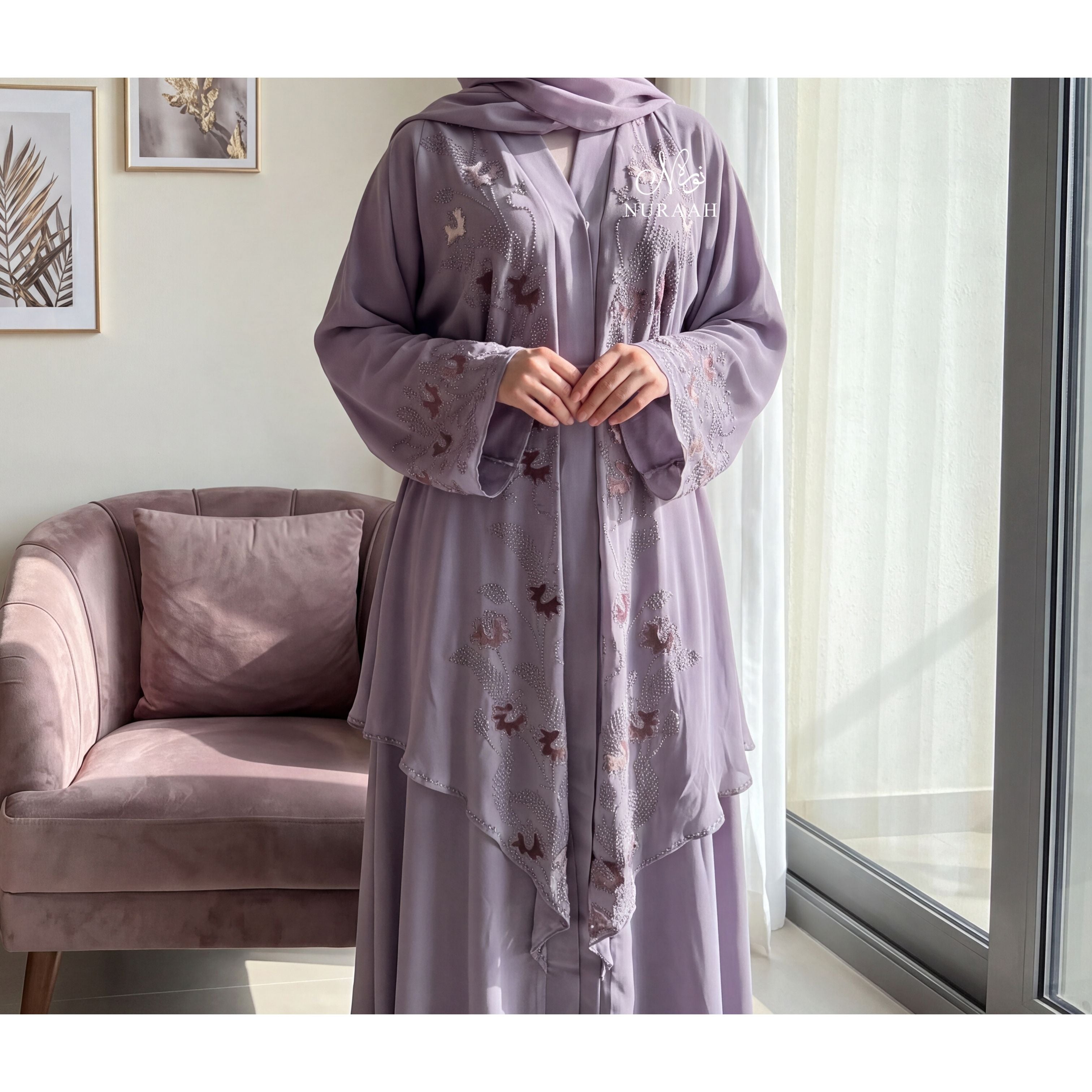 Isla Embellished Abaya with Hijab