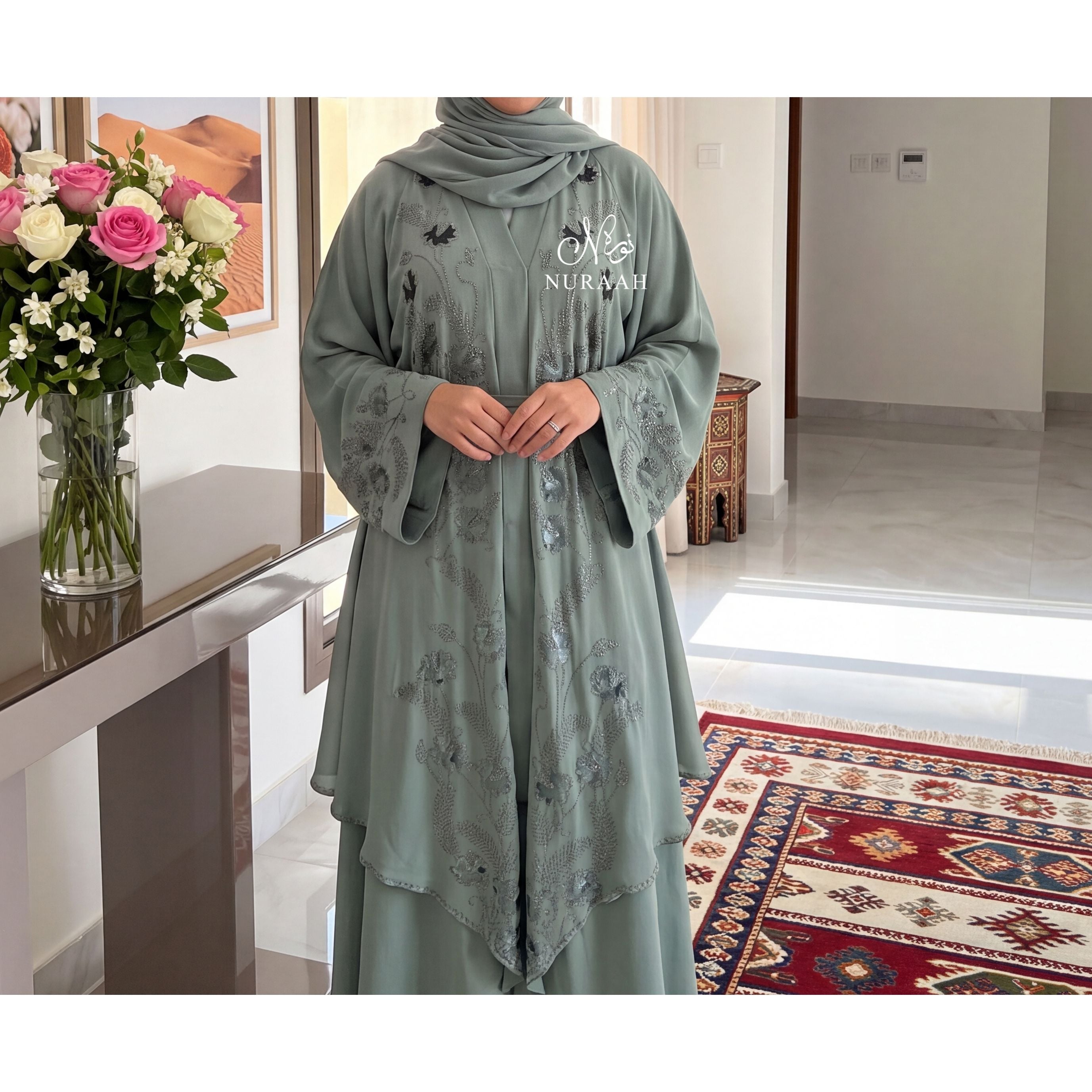 Isla Embellished Abaya with Hijab