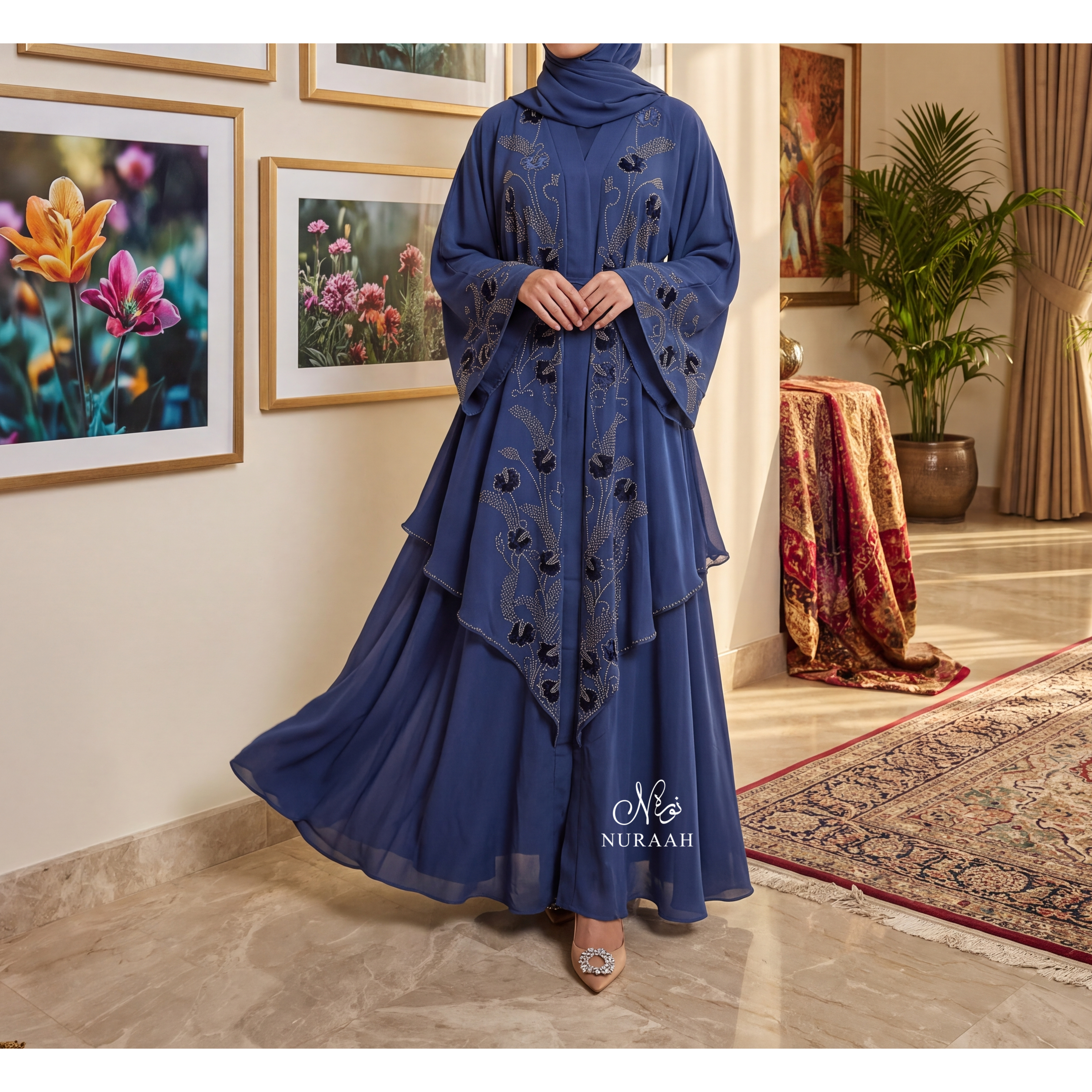Isla Embellished Abaya with Hijab