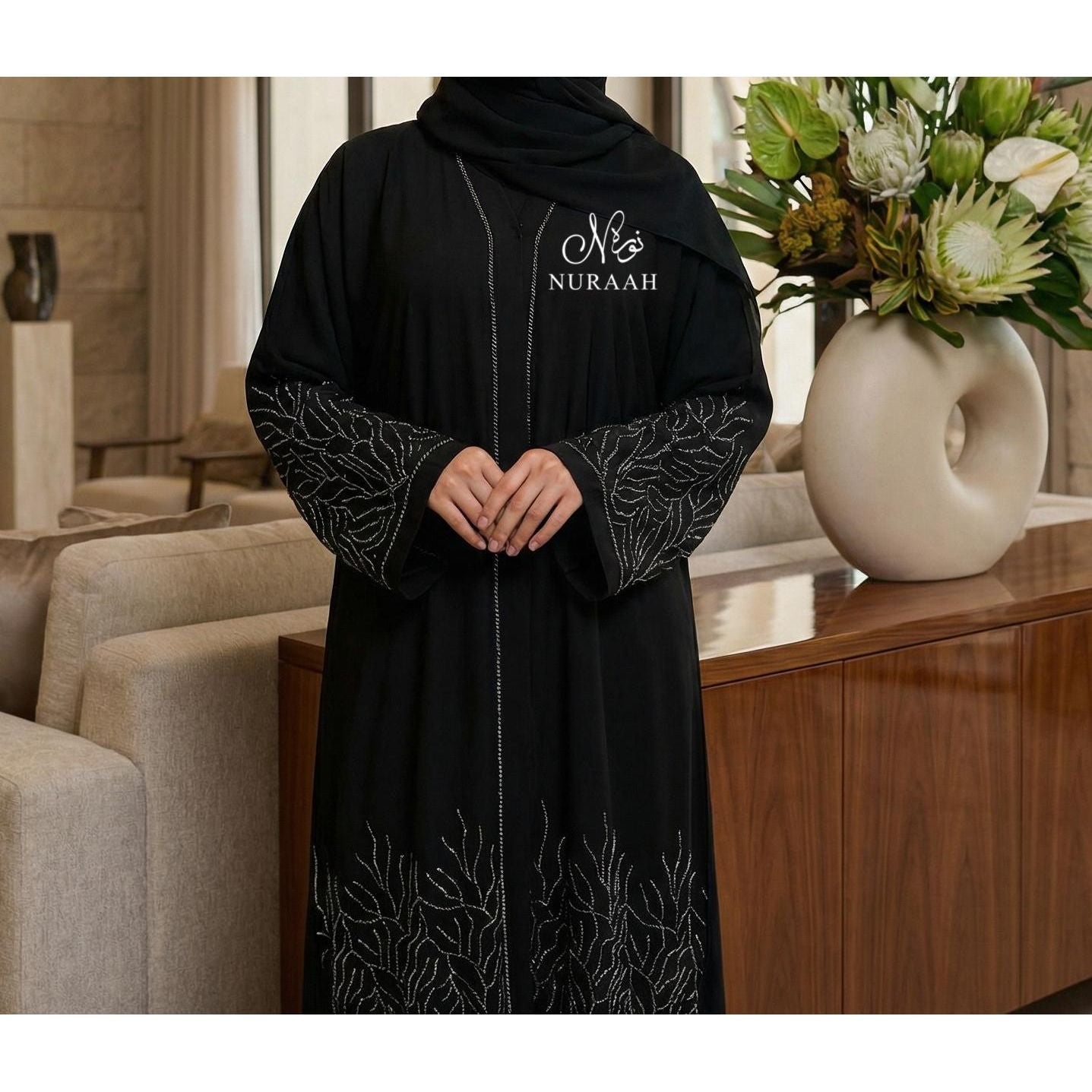 LAIBA EMBELLISHED CLOSED ABAYA (with scarf and belt) 03 - NURAAH