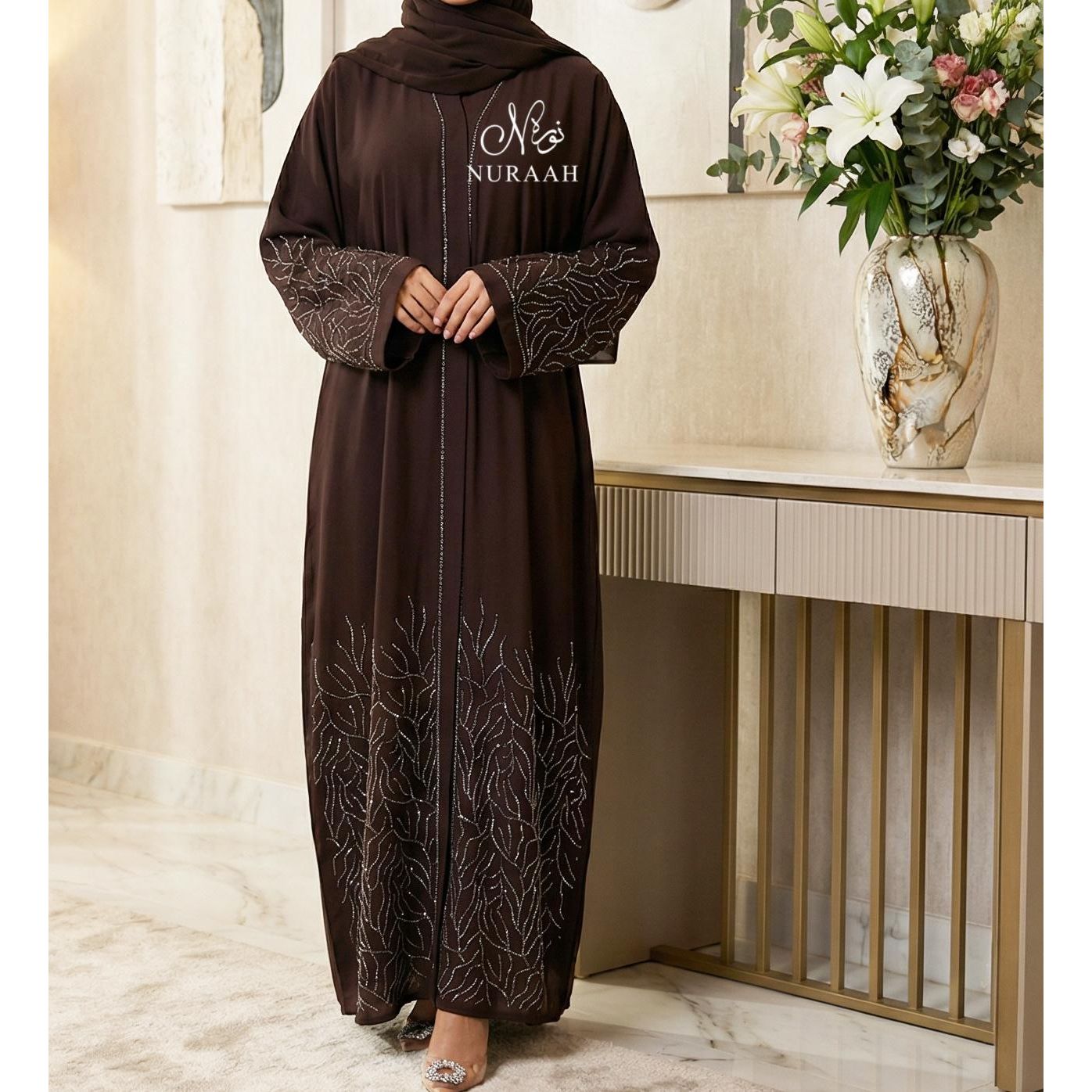 LAIBA EMBELLISHED CLOSED ABAYA (with scarf and belt) 03 - NURAAH