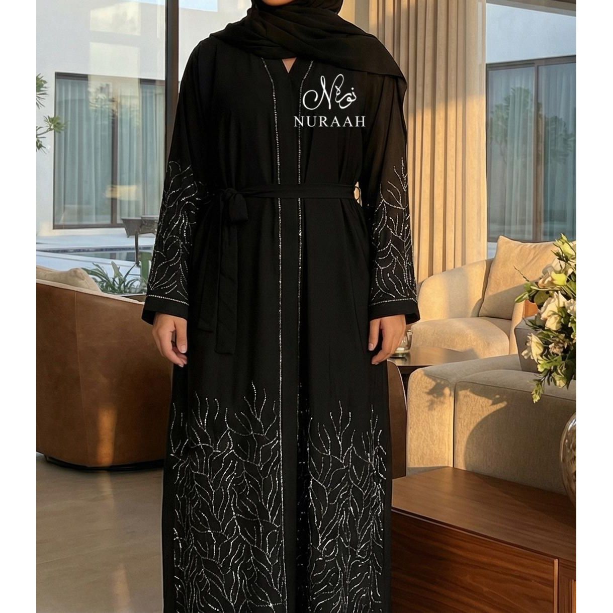 LAIBA EMBELLISHED CLOSED ABAYA (with scarf and belt) 03 - NURAAH