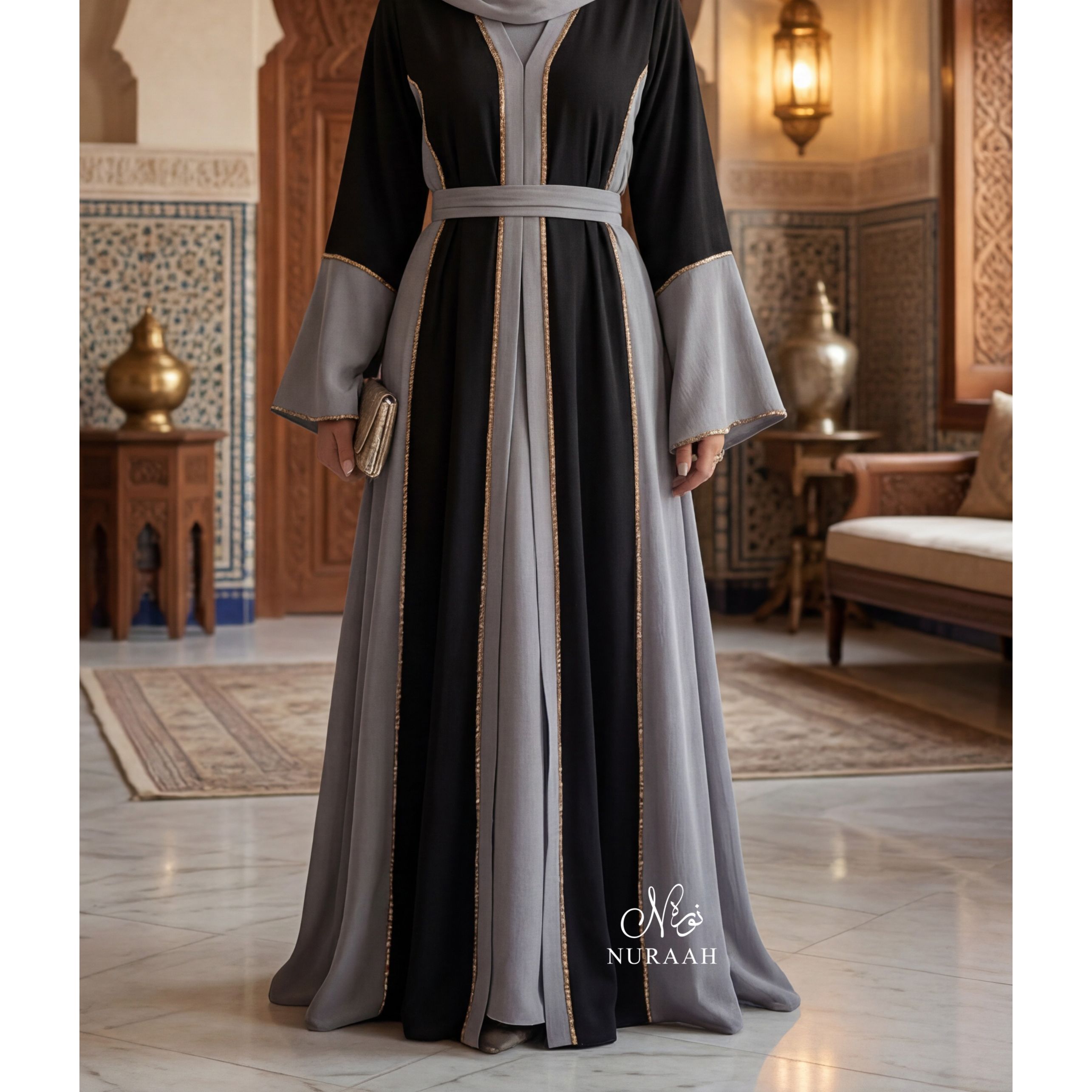 HAWA EMBELLISHED CONTRAST ABAYA 04