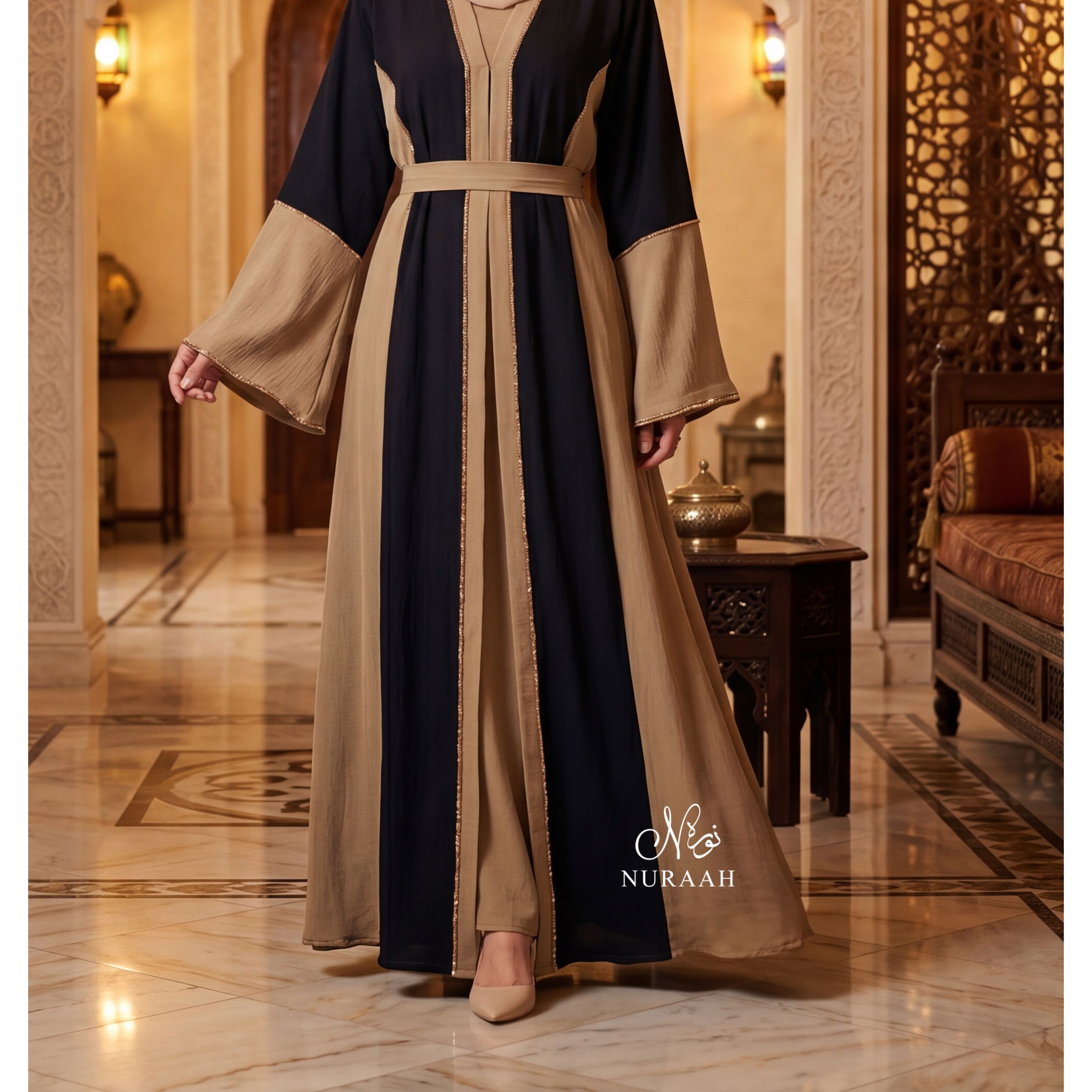 HAWA EMBELLISHED CONTRAST ABAYA 04