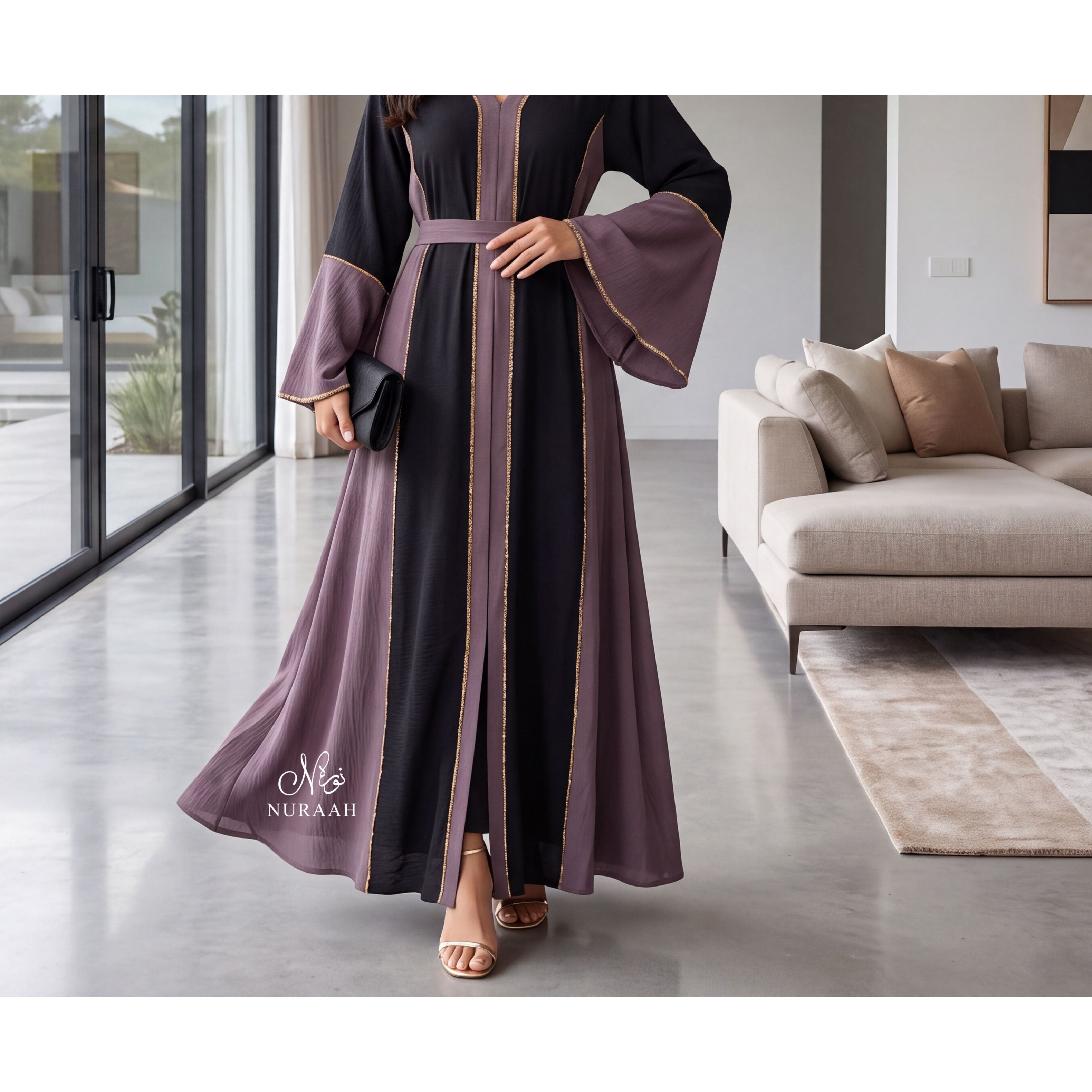 HAWA EMBELLISHED CONTRAST ABAYA 04