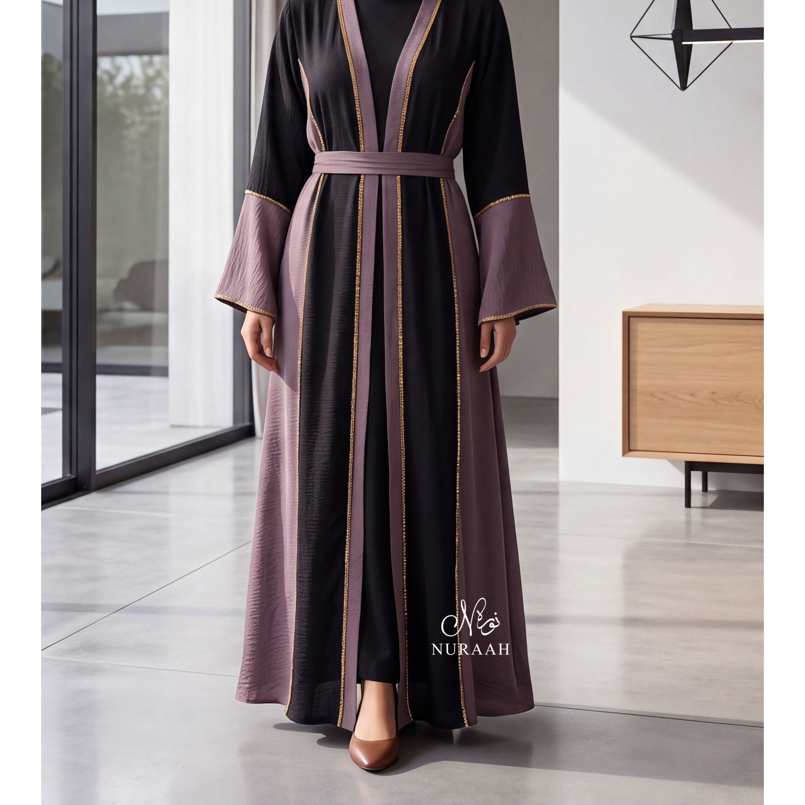 HAWA EMBELLISHED CONTRAST ABAYA 04