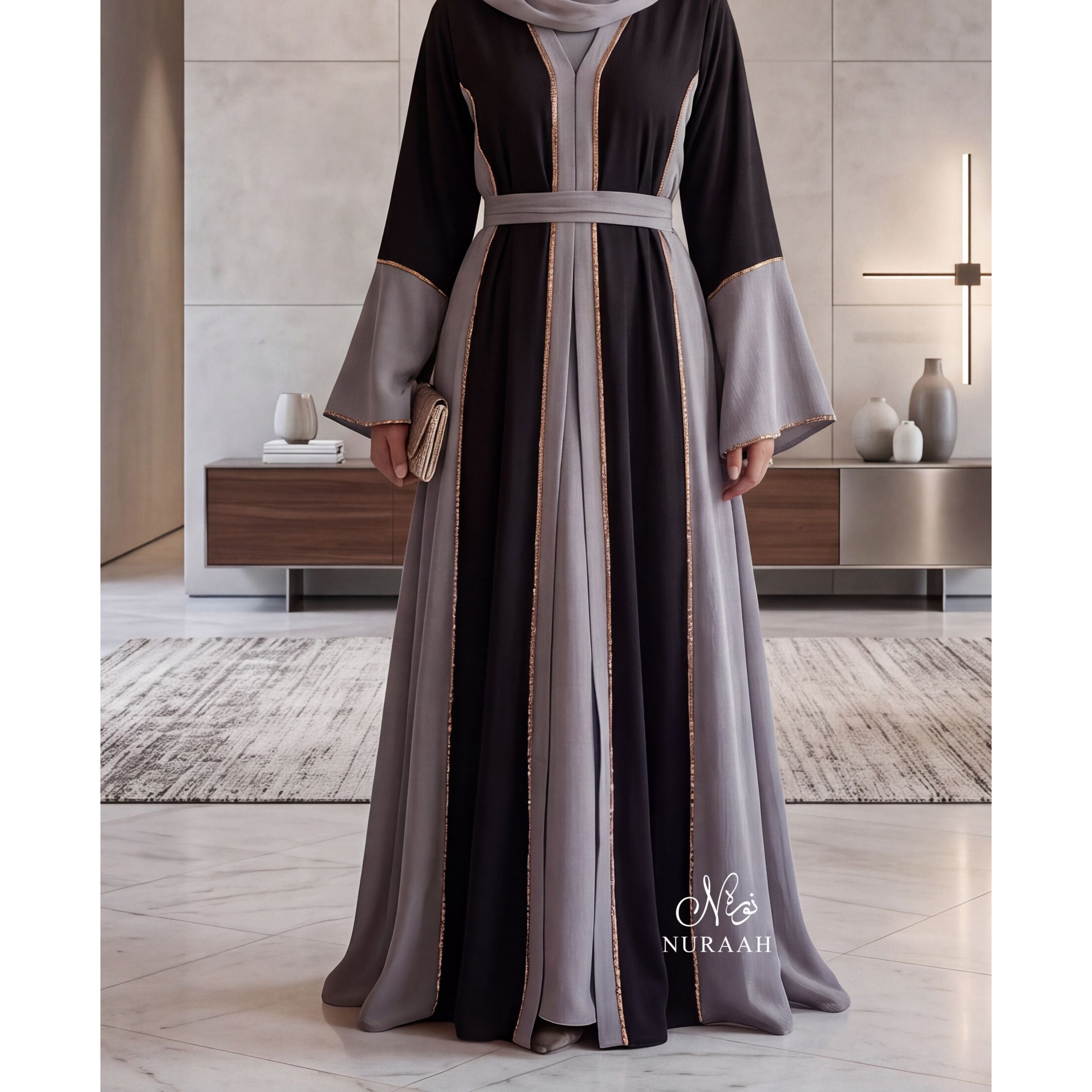 HAWA EMBELLISHED CONTRAST ABAYA 04
