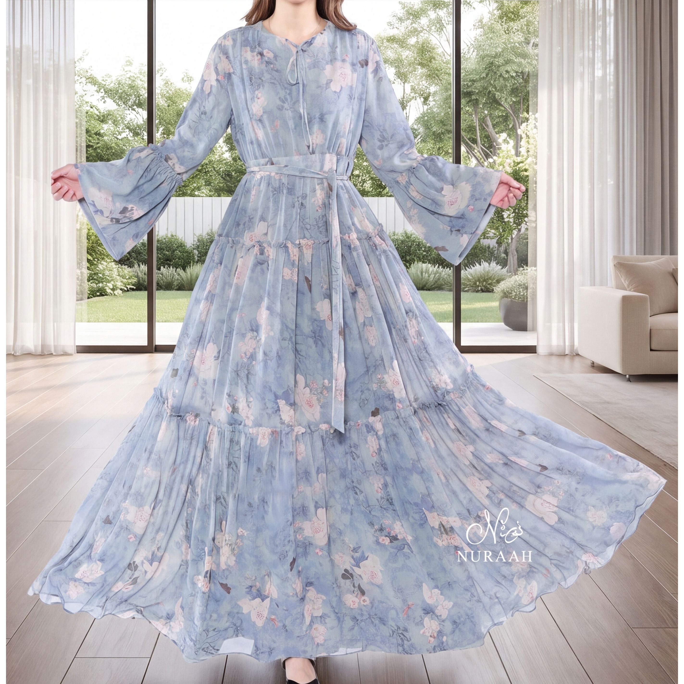 CHIFFON FRILL DRESS MINERAL MIST 02