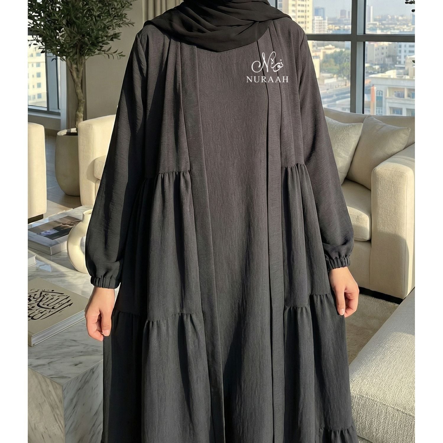 LILY LAYERED OPEN ABAYA (NO SCARF or SLIP) 07