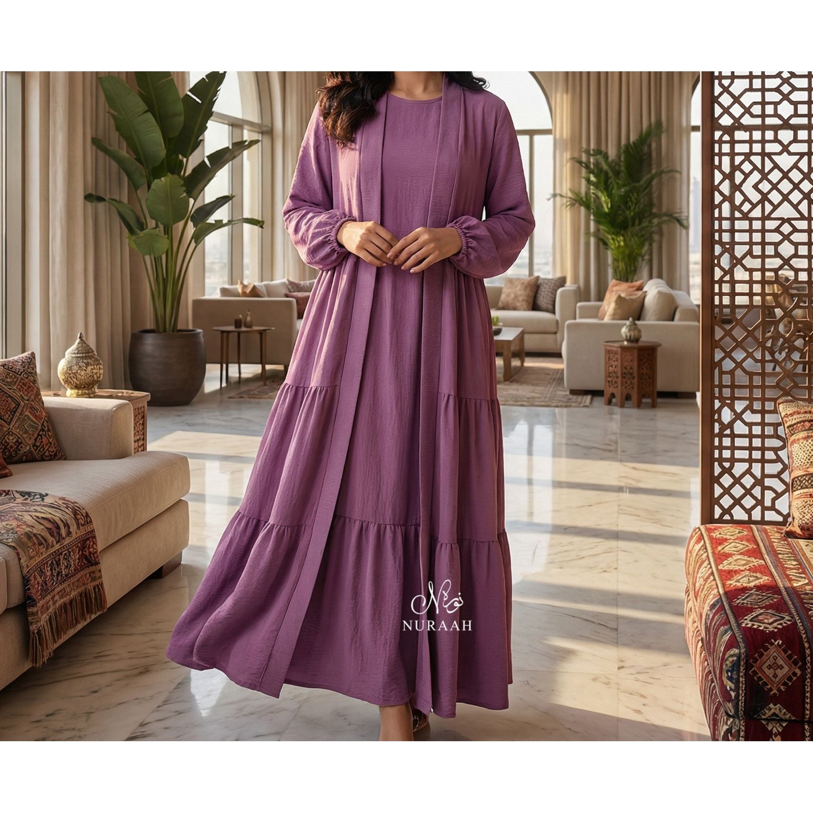 LILY LAYERED OPEN ABAYA (NO SCARF or SLIP) 07