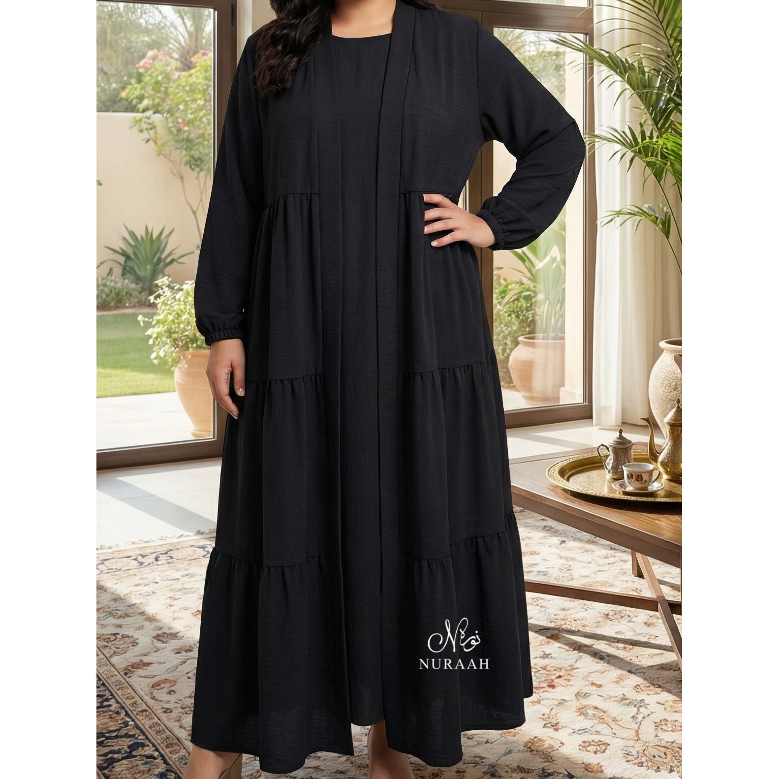 LILY LAYERED OPEN ABAYA (NO SCARF or SLIP) 07