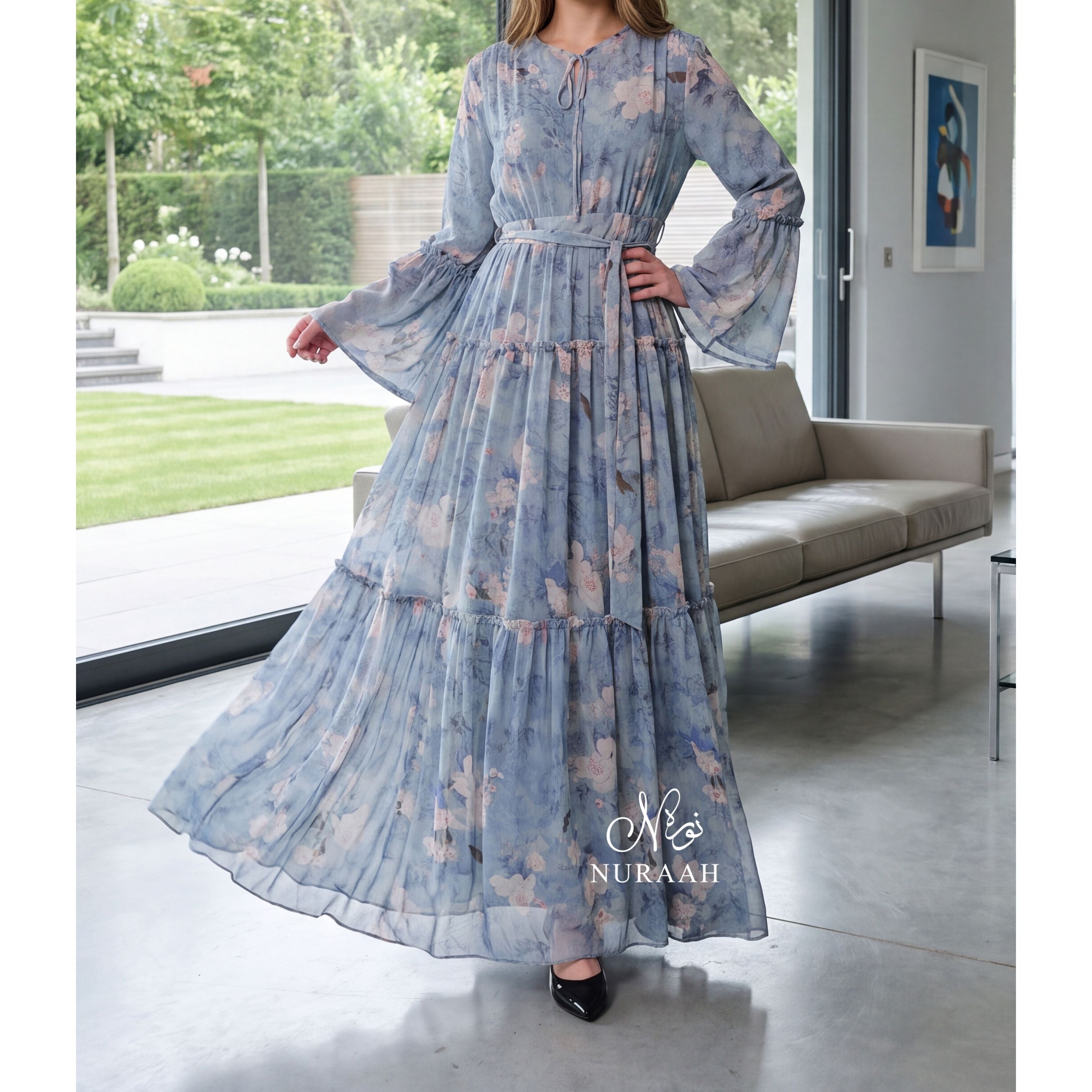 CHIFFON FRILL DRESS MINERAL MIST 02