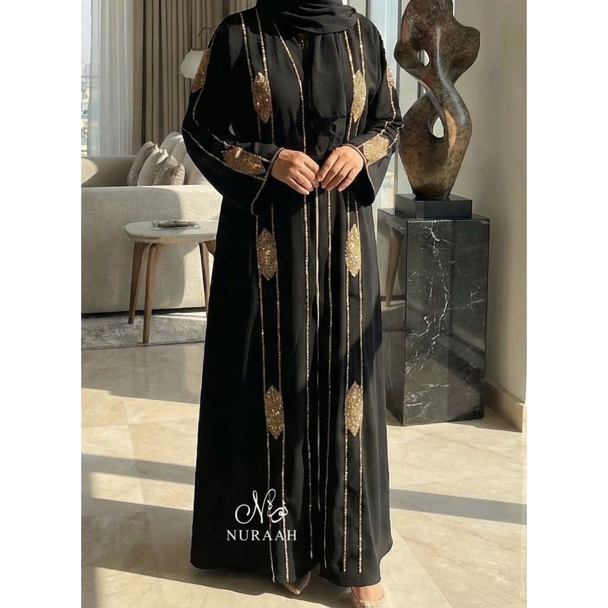 AZNIRA EMBELLISHED ABAYA (with scarf and belt)07