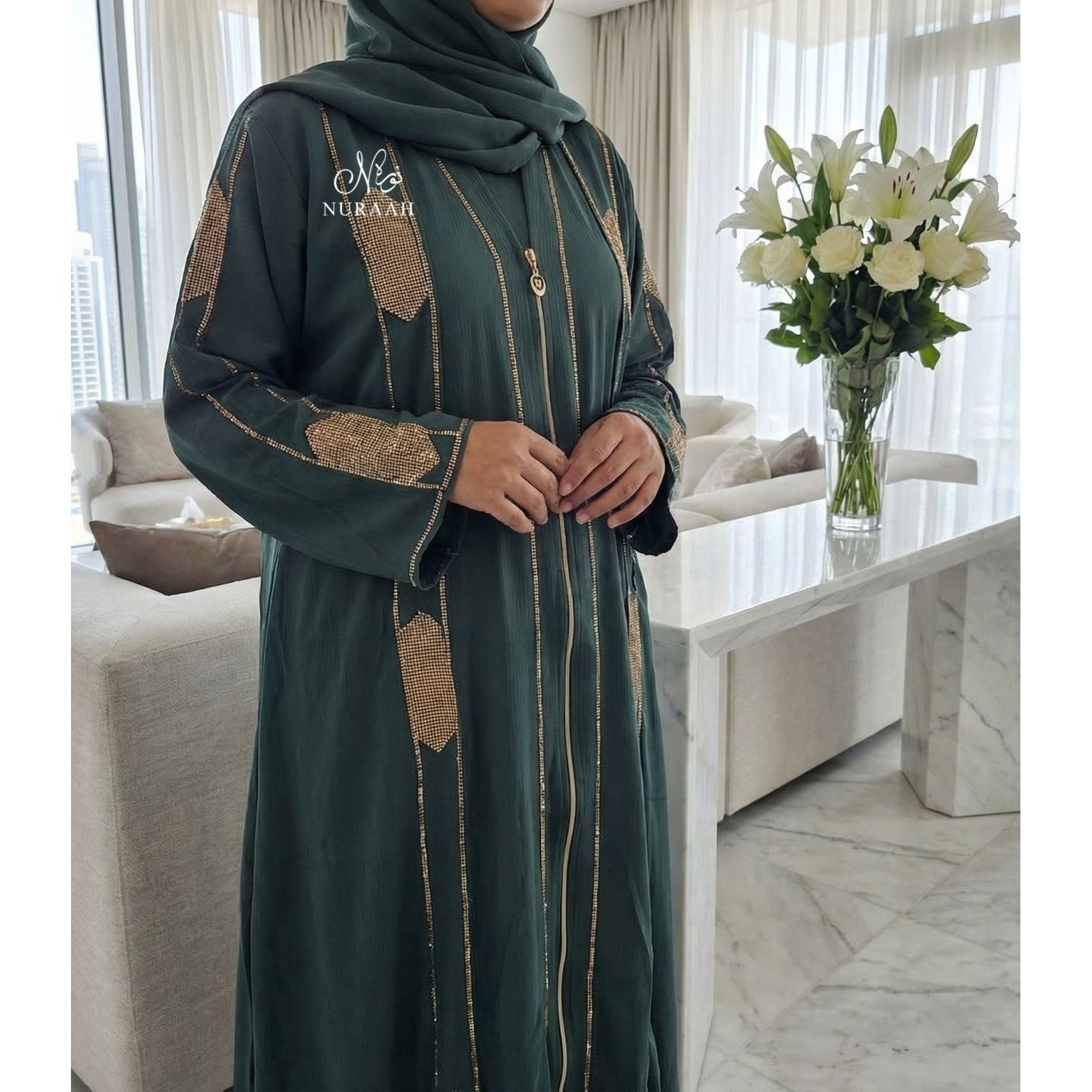 AZNIRA EMBELLISHED ABAYA (with scarf and belt)07