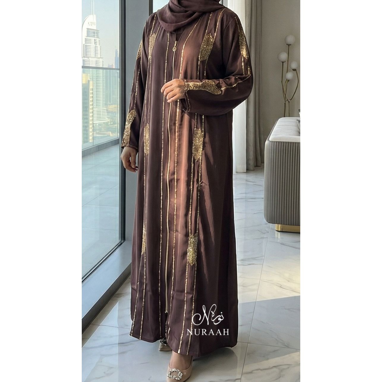 AZNIRA EMBELLISHED ABAYA (with scarf and belt)07