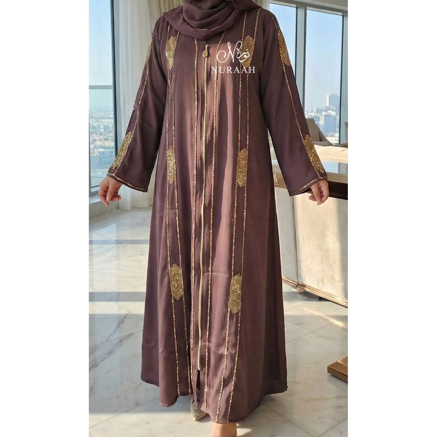 AZNIRA EMBELLISHED ABAYA (with scarf and belt)07