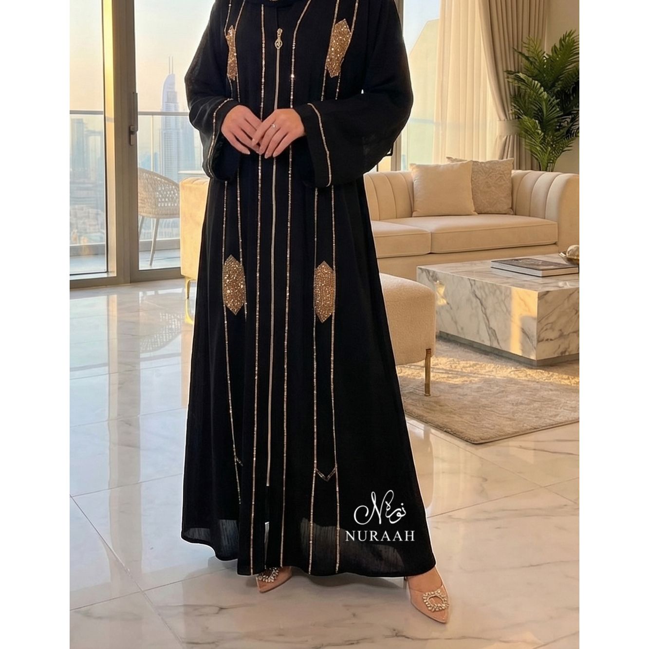AZNIRA EMBELLISHED ABAYA (with scarf and belt)07