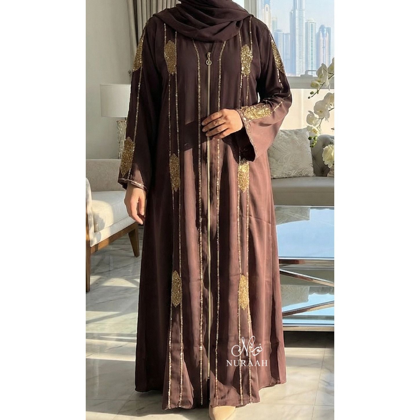 AZNIRA EMBELLISHED ABAYA (with scarf and belt)07