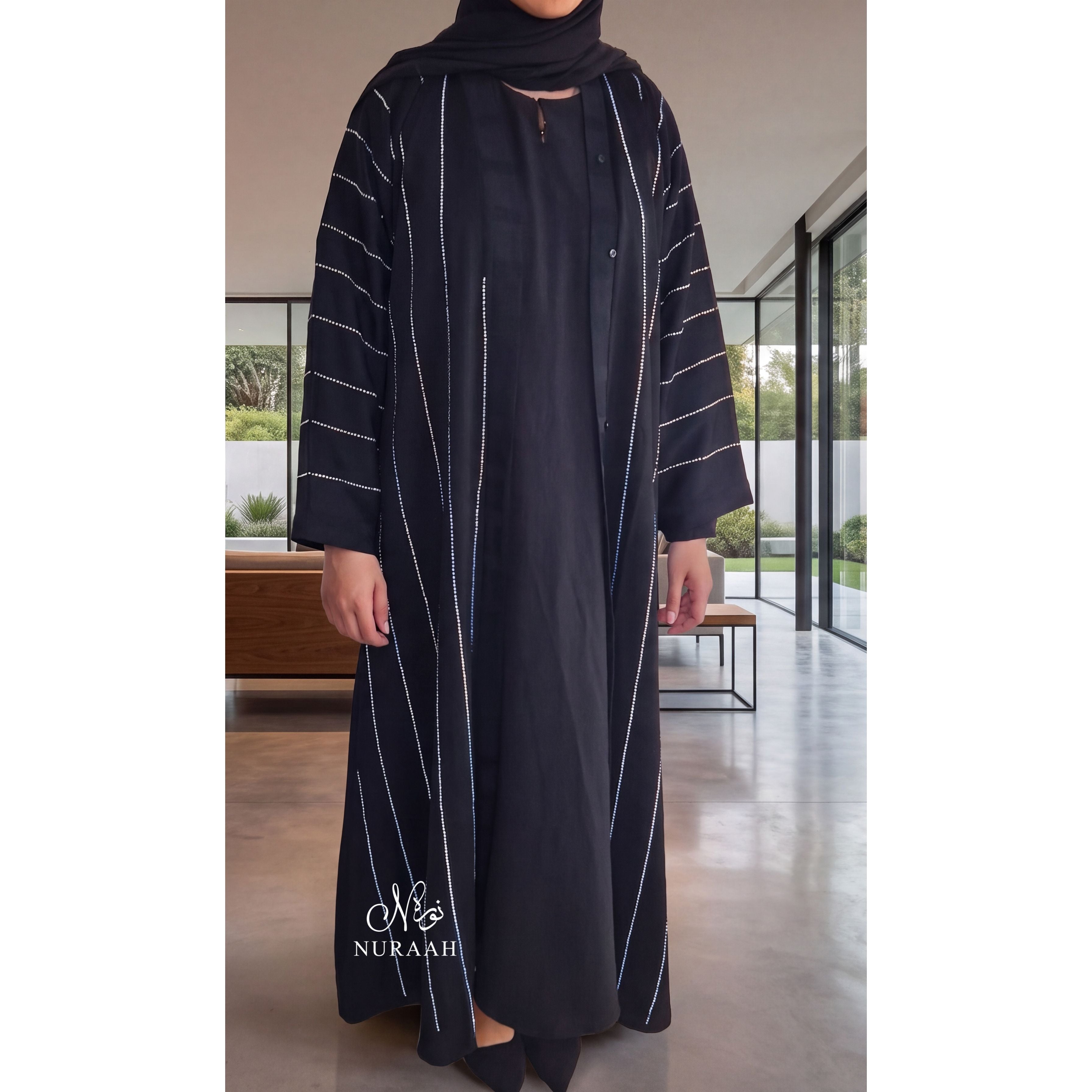 FIZA EMBELLISHED OPEN ABAYA 03
