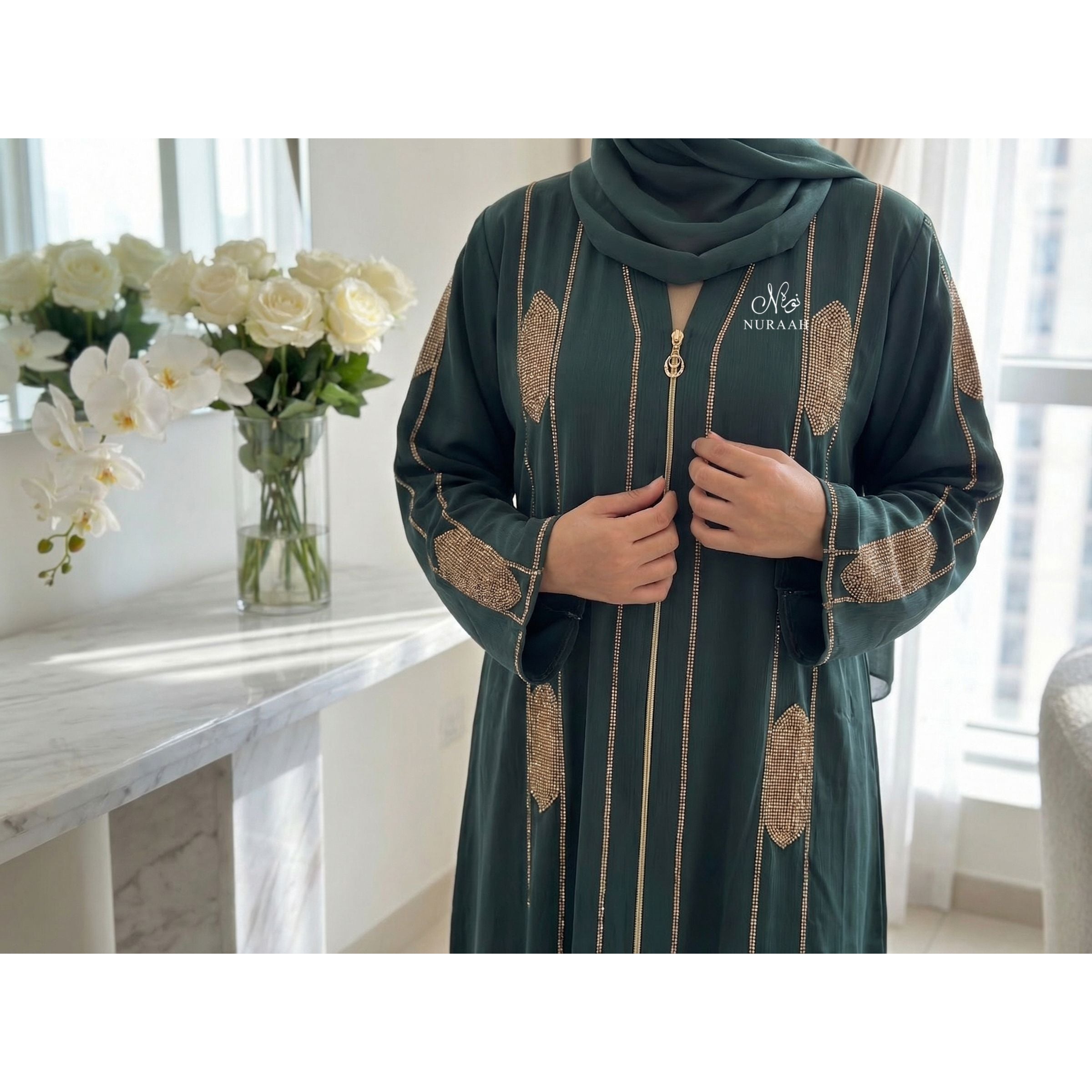 AZNIRA EMBELLISHED ABAYA (with scarf and belt)07