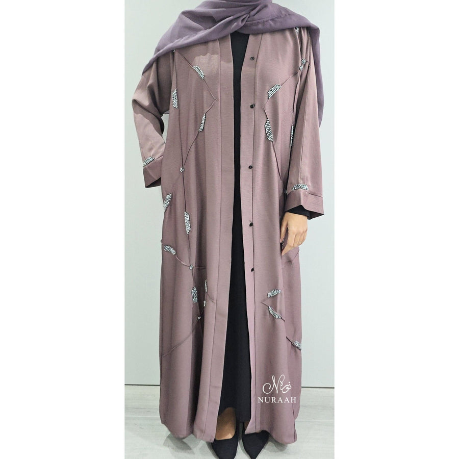 REEM HAND EMBELLISHED ABAYA DUSTY ROSE - NURAAH