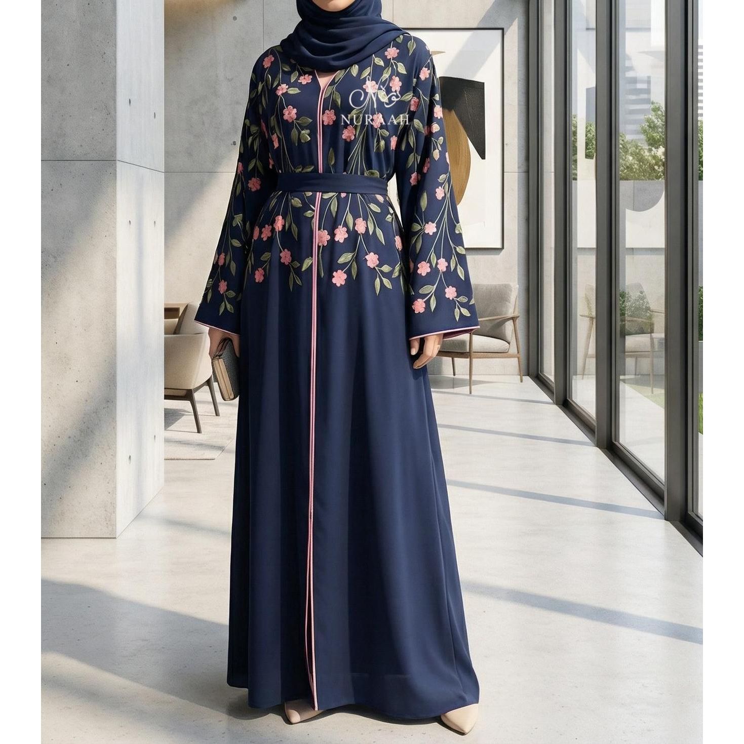 SUMAYAH EMBROIDERED ABAYA (with scarf and belt) 06 - NURAAH