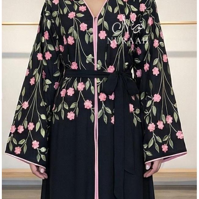 SUMAYAH EMBROIDERED ABAYA (with scarf and belt) 06 - NURAAH