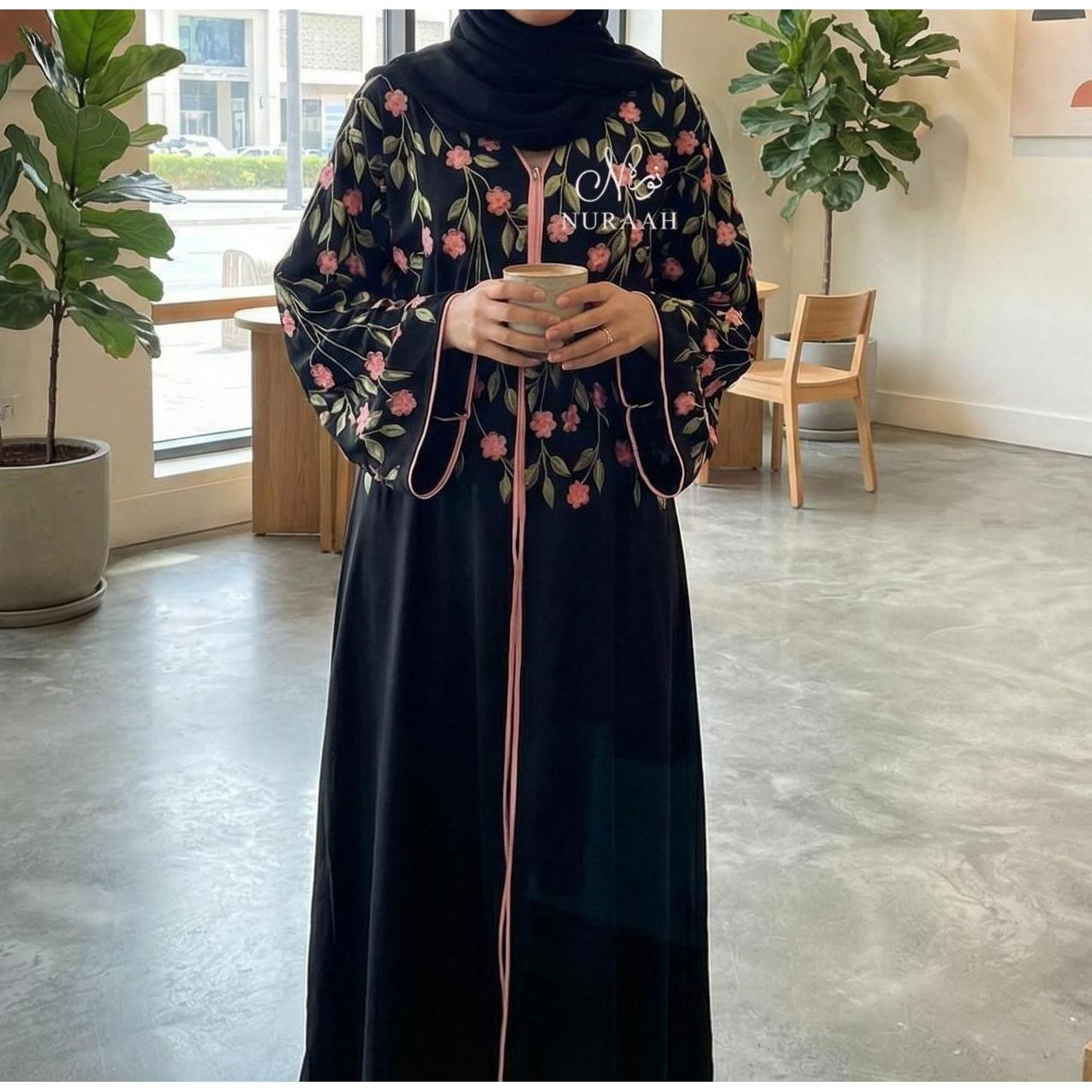 SUMAYAH EMBROIDERED ABAYA (with scarf and belt) 06 - NURAAH