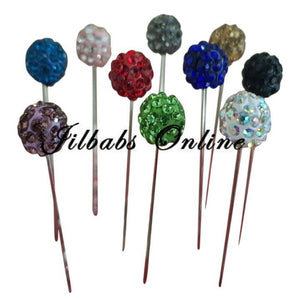 10 MULTI COLOURED SHAMBALA CRYSTAL STONE HIJAB PINS - NURAAH