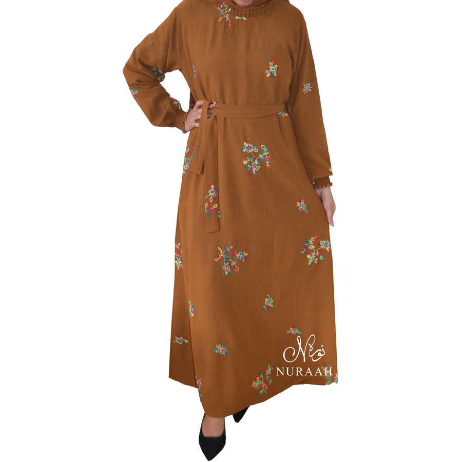 LAYLA EMBROIDERY DRESS RUST