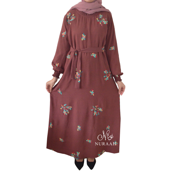 LAYLA EMBROIDERY DRESS DARK PLUM