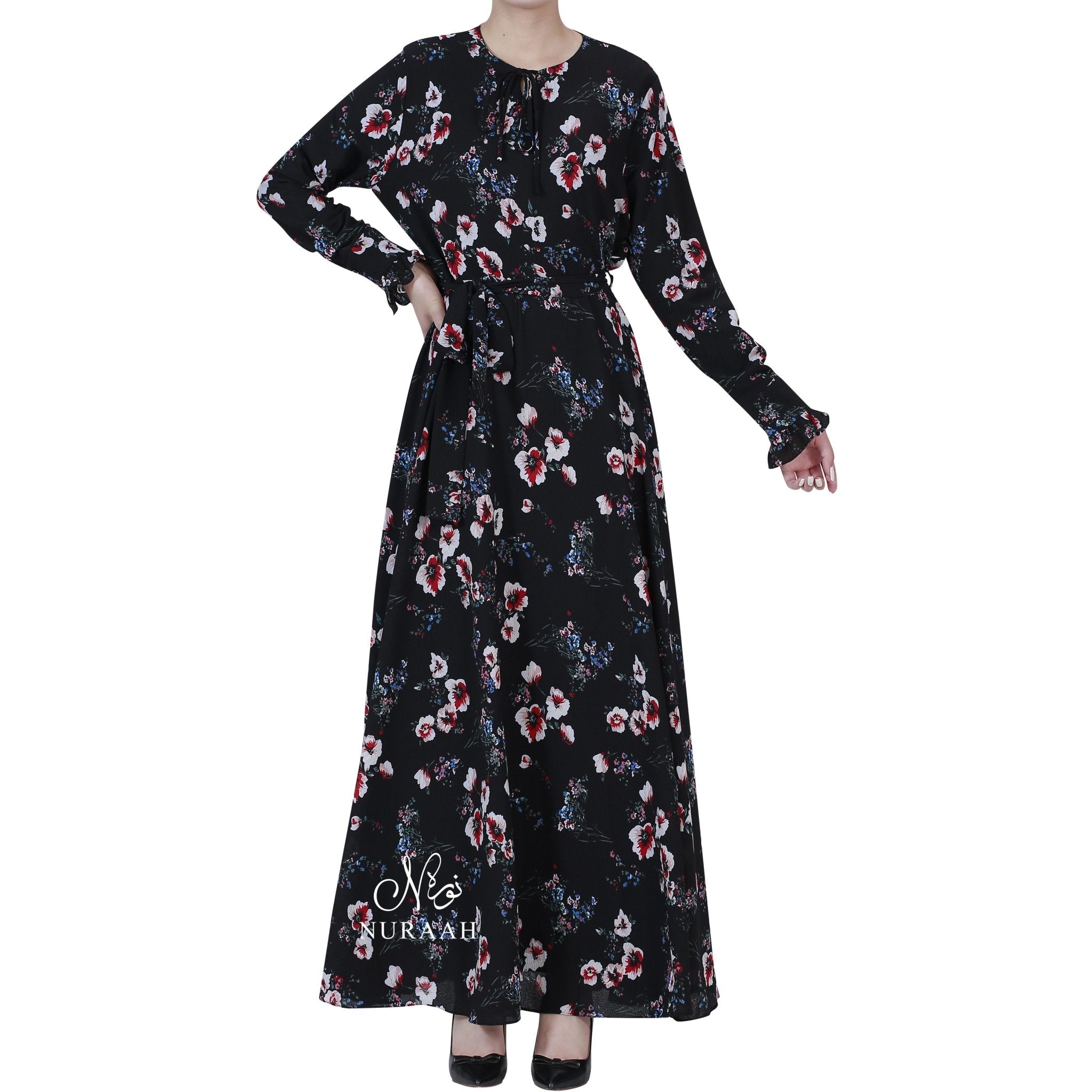 AISHAH FLORAL PRINT FLARED DRESS 01 - NURAAH