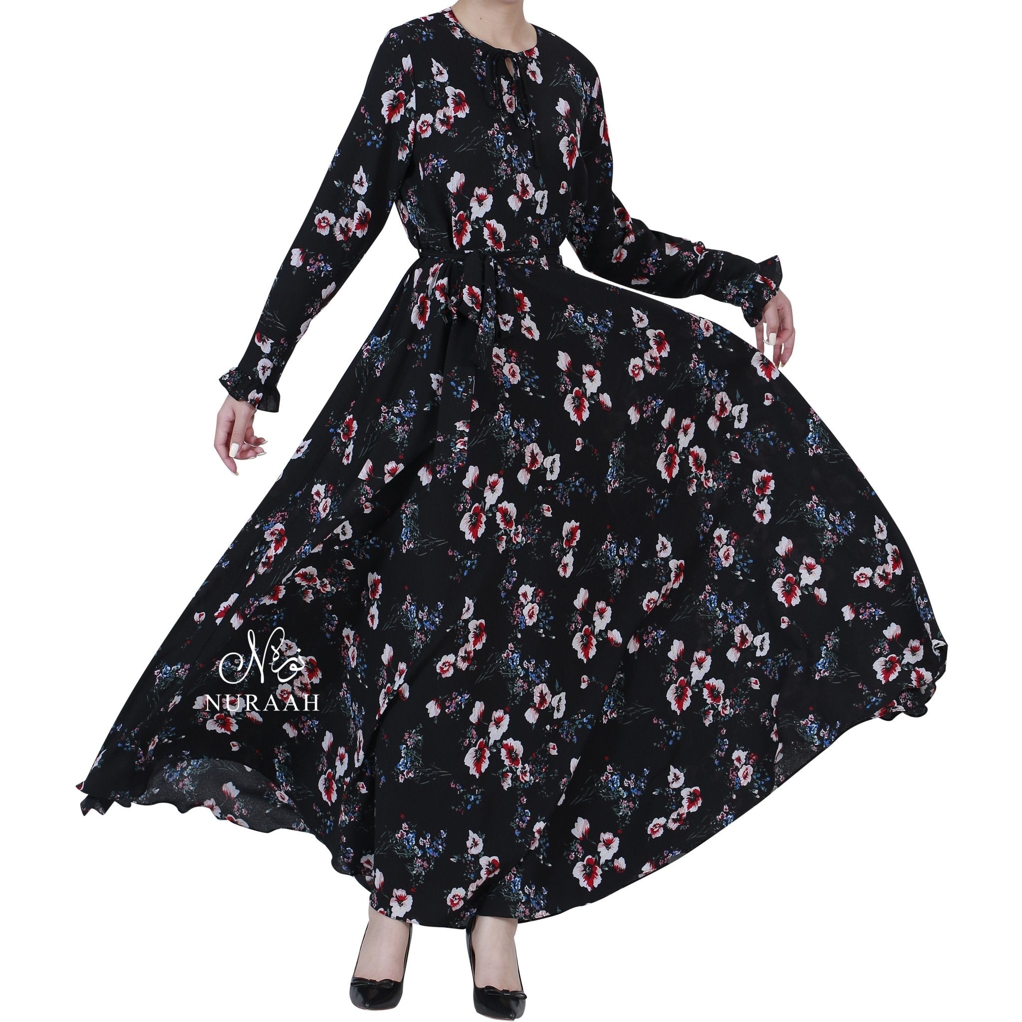 AISHAH FLORAL PRINT FLARED DRESS 01 - NURAAH