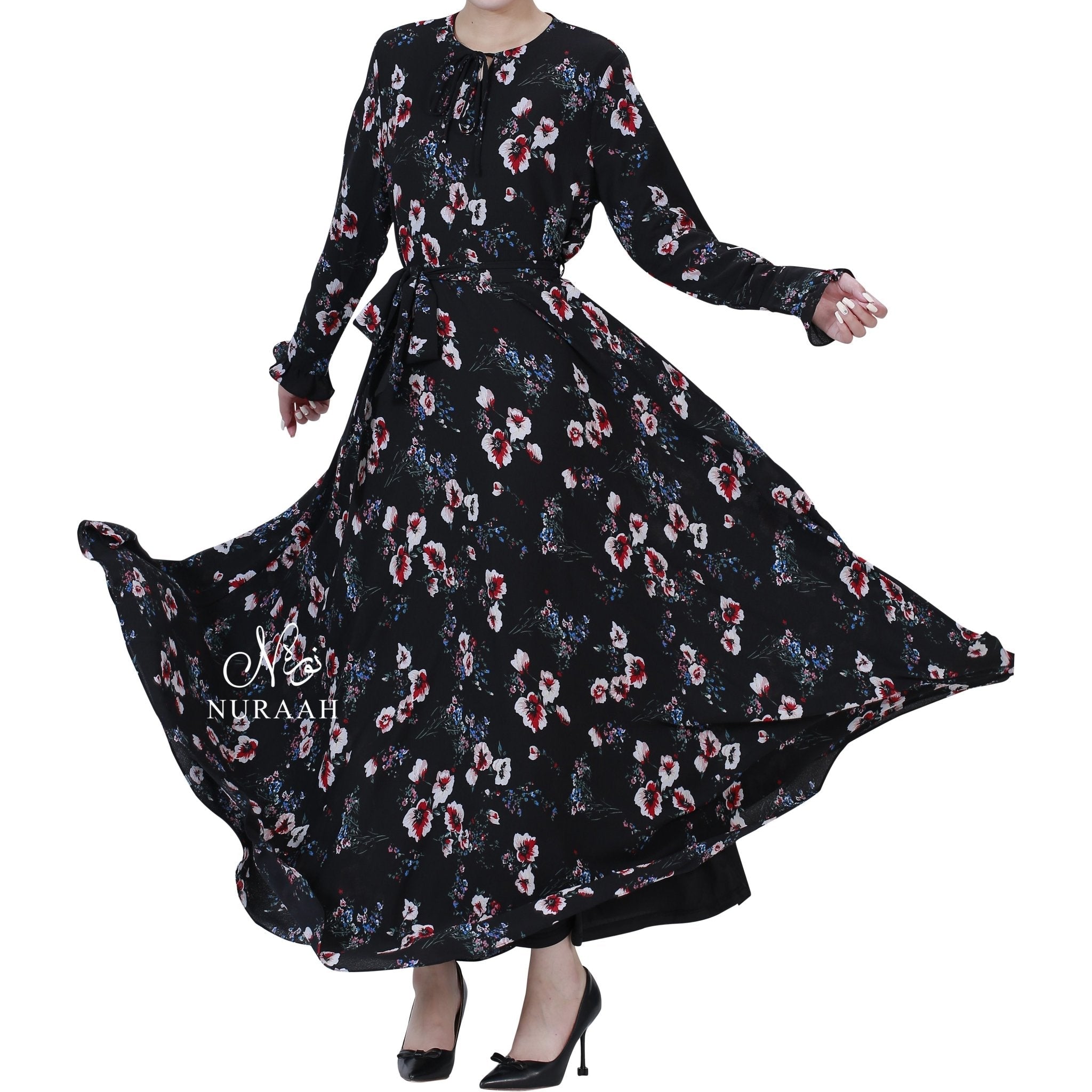 AISHAH FLORAL PRINT FLARED DRESS 01 - NURAAH
