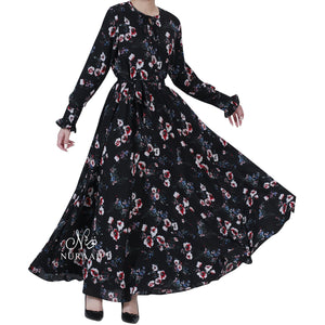 AISHAH FLORAL PRINT FLARED DRESS - NURAAH