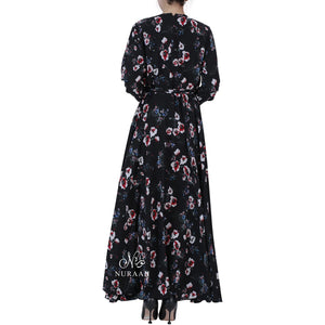 AISHAH FLORAL PRINT FLARED DRESS - NURAAH