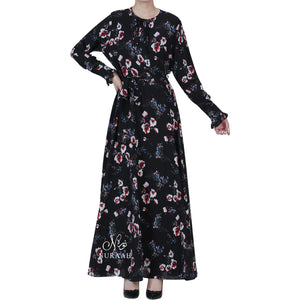 AISHAH FLORAL PRINT FLARED DRESS - NURAAH