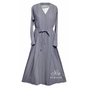 AJWA EMBELLISHED OPEN ABAYA LILAC GREY - NURAAH