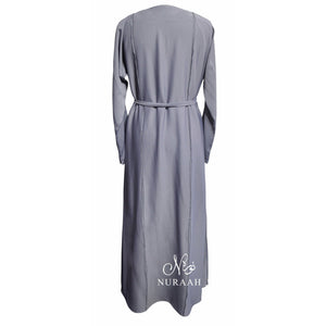 AJWA EMBELLISHED OPEN ABAYA LILAC GREY - NURAAH