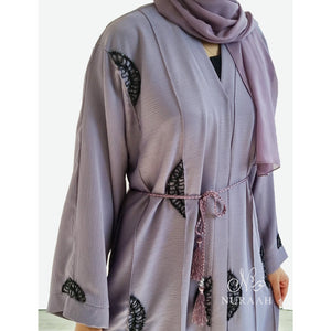 AMAL EMBELLISHED OPEN ABAYA LILAC - NURAAH