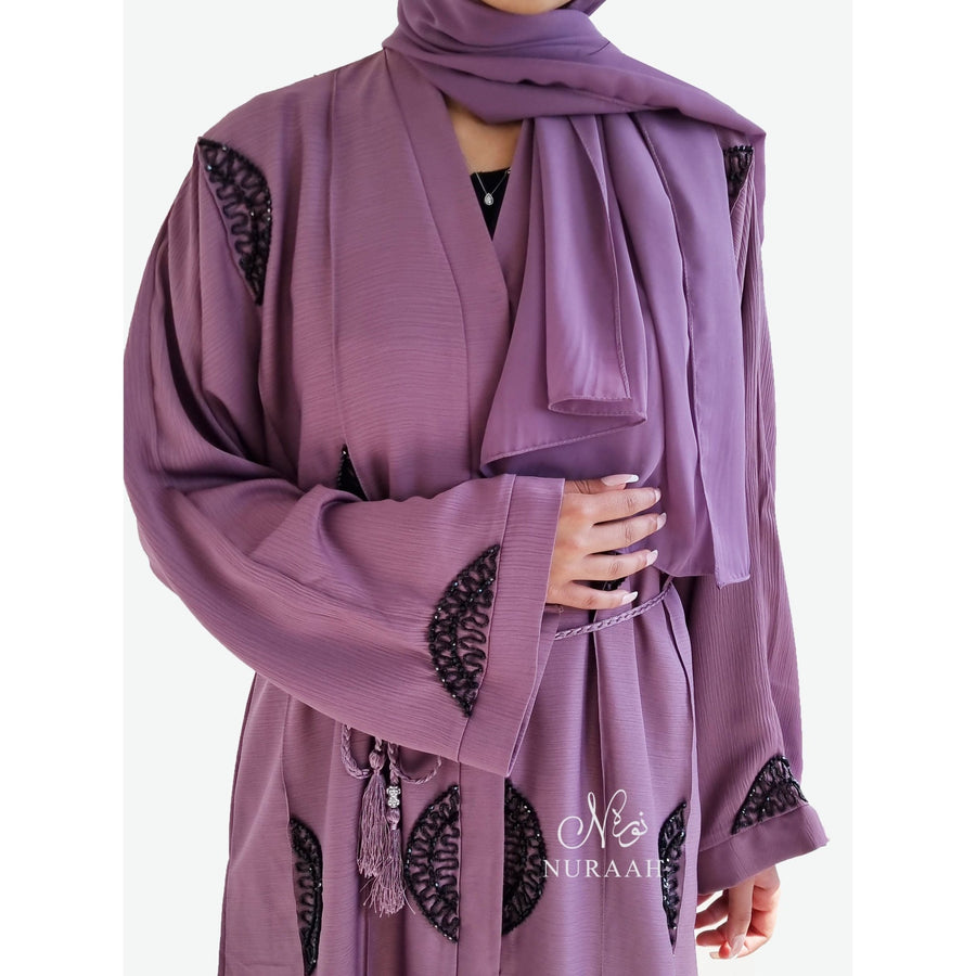 AMAL EMBELLISHED OPEN ABAYA ORCHID PURPLE - NURAAH