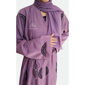 AMAL EMBELLISHED OPEN ABAYA ORCHID PURPLE - NURAAH