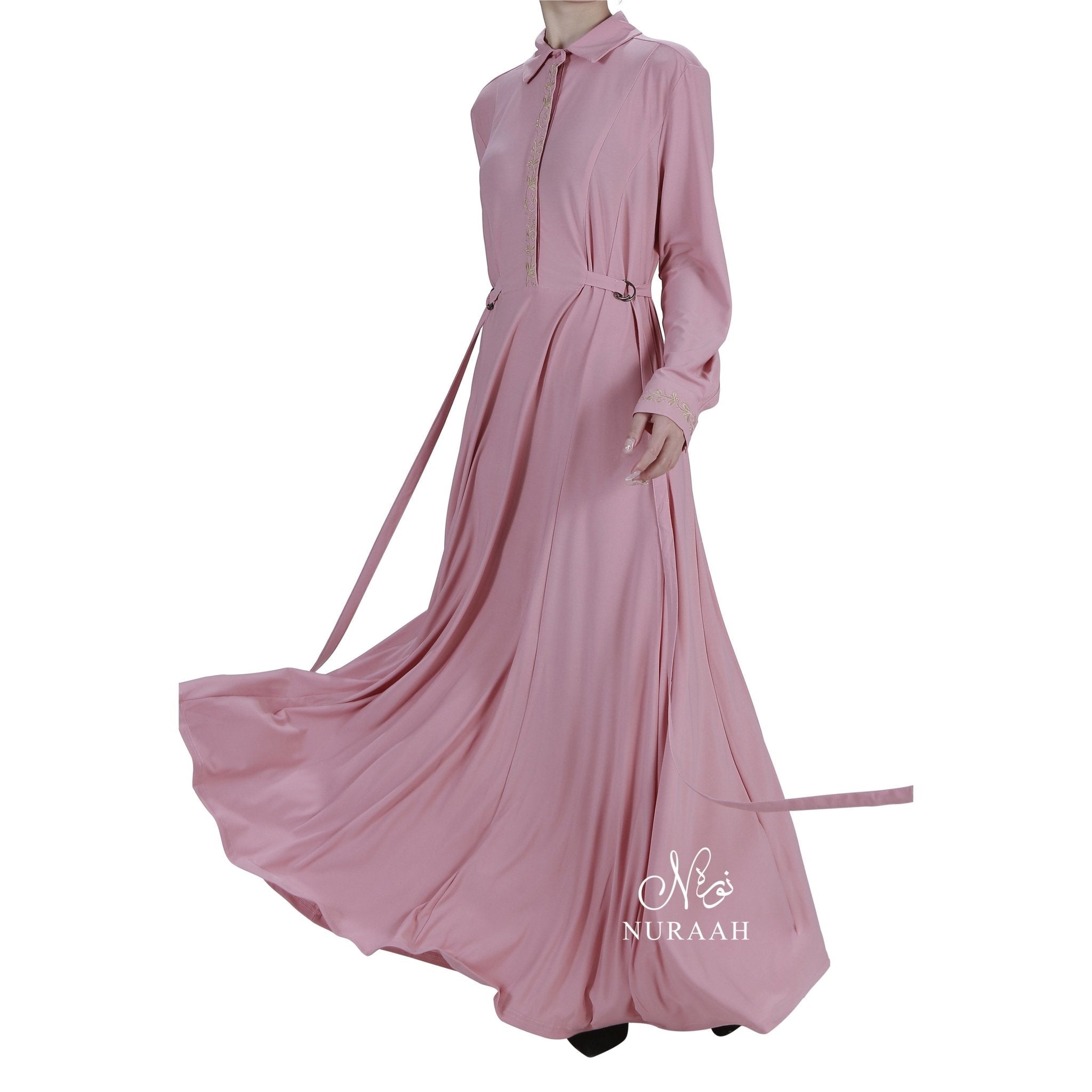 AMAYA D-RING EMBROIDERED DRESS pink 06 - NURAAH