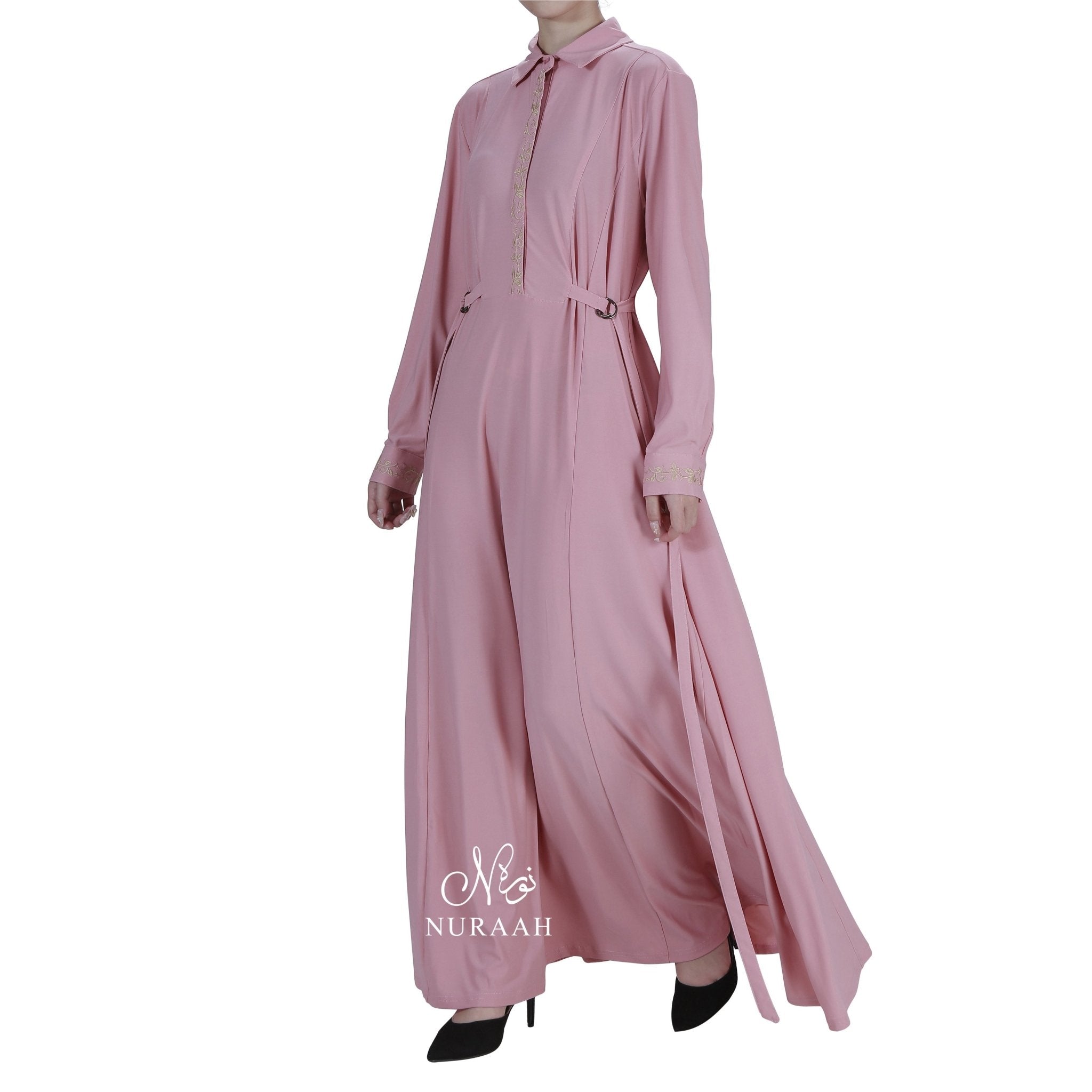 AMAYA D-RING EMBROIDERED DRESS pink - NURAAH