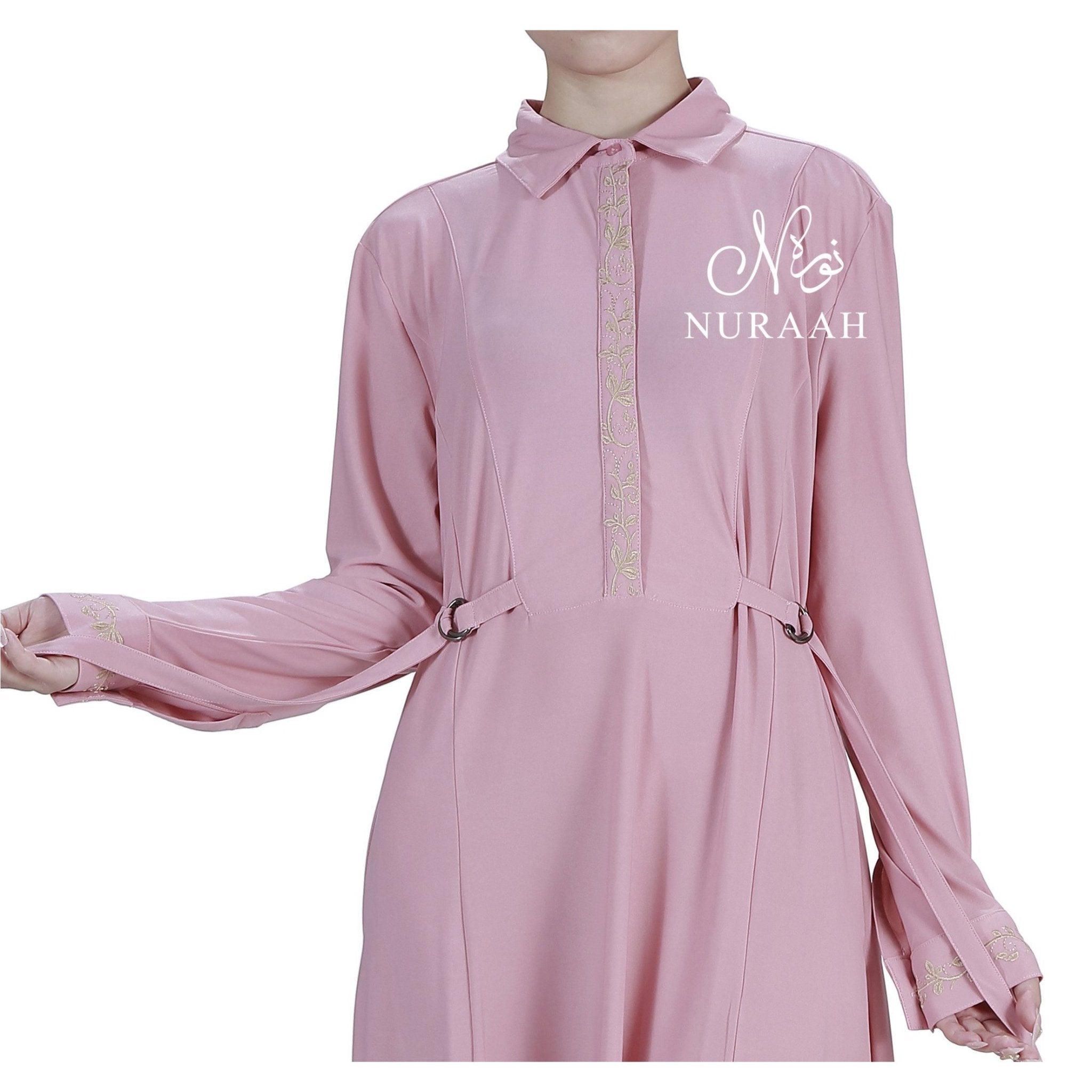 AMAYA D-RING EMBROIDERED DRESS pink - NURAAH