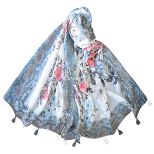 AQSAH FLORAL TASSEL SCARF - NURAAH