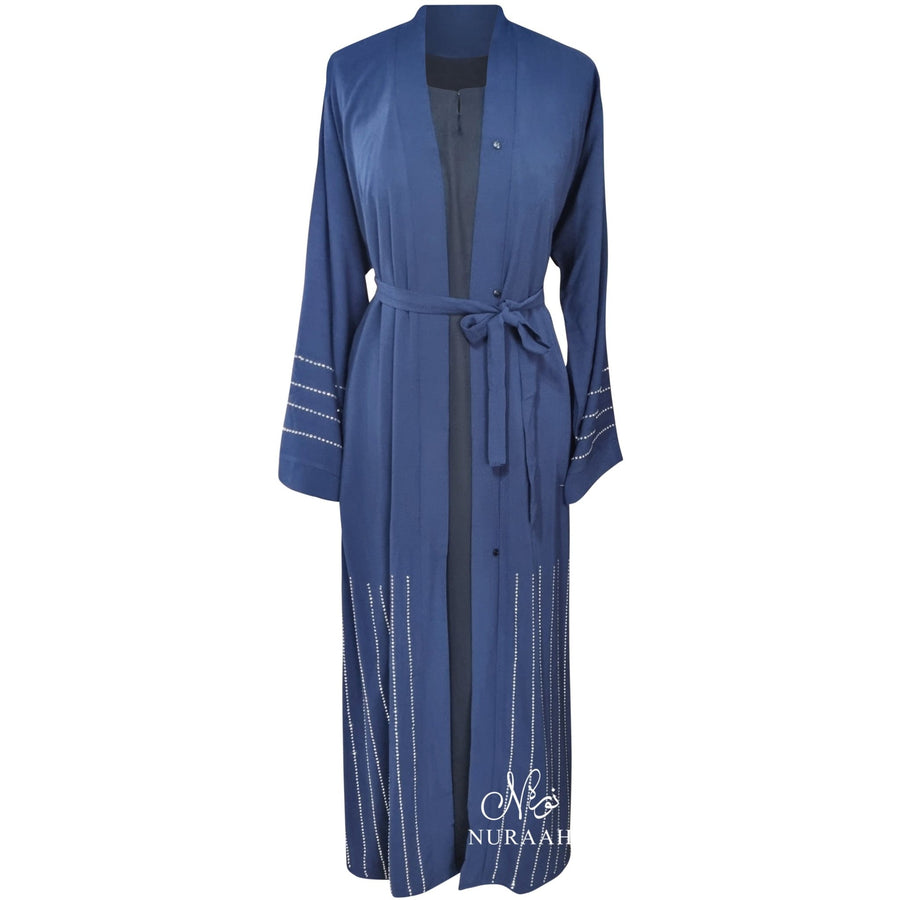 AYANA EMBELLISHED OPEN ABAYA BLUE - NURAAH
