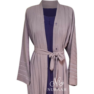 AYANA EMBELLISHED OPEN ABAYA MOCHA - NURAAH